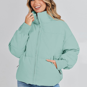 Veste bomber matelassée réversible décontractée pour femmes OEM, grande taille, fermeture éclair, respirante, coupe-vent, séchage rapide, doublure en coton - Product Image 4