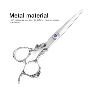 Tijera elegante para el cabello con reposapiés fijo Mango de dragón Tijera Acabado Polaco Tornillo elegante Acero inoxidable clásico - Product Image 5