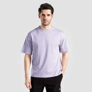 เสื้อยืด GA Prime Oversized Fitted สีม่วงไลแลค ผ้าฝ้ายเจอร์ซีย์ 100% ย้อมสีพื้น พร้อมเทคนิคการปัก 300gsm ดีไซน์เสื้อยืดแบบเรียบ - Product Image 1