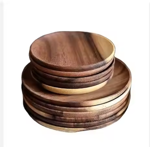 Plato de madera, bandeja para servir comida de frutas de madera maciza, platos de cargador de madera elegantes, uso doméstico, diferentes tamaños, seguro por artesanía de media luna - Product Image 1