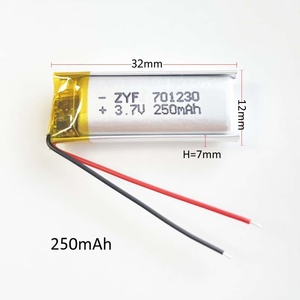 UN38.3/IEC/RoHS/BIS/KC/CE 인증 3.7V 충전식 배터리 701230 250mAh 300mAh 리포 배터리 블루투스 헤드폰 충전 케이스용 - Product Image 1