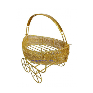 Panier de fruits en métal plaqué or à la mode décor à la maison carré utilisé pour le mariage et la fête servant panier-cadeau pour la nourriture - Product Image 6