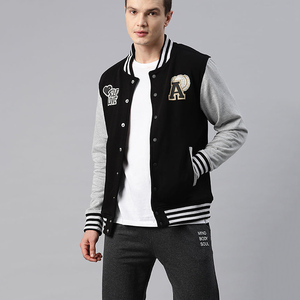 Veste universitaire de luxe pour hommes, noir et anthracite, Letterman College Baseball Varsity Jacket For Men Bomber Winter Jacket - Product Image 1