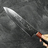 Couteau de Chef en Acier Damas Japonais Personnalisé de Qualité Supérieure, Manche en Bois, Compatible Lave-Vaisselle, Ambidextre, Design Moderne
