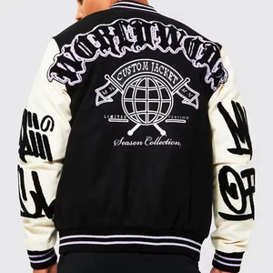 Wholesale Men's Custom <b>Real</b> <b>Leather</b> Varsity <b>Jacket</b> New Design Embroidered Logo Letterman <b>Jacket</b> College <b>Jacket</b> - Product Image 3