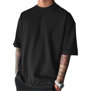 T-shirt décontracté pour homme, 100% coton, coupe ample, confortable, doux, respirant, anti-rides, séchage rapide, tissu jersey 220g - Product Image 1