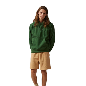 Sweat à capuche d'hiver thermique pour homme en coton 100% de haute qualité, poids lourd, avec poche brodée, motif uni, streetwear - Product Image 2