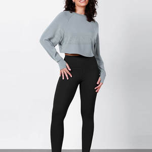 Sudadera corta informal de algodón 100% de calidad superior para mujer, cómoda y gran oferta para la temporada de invierno con logotipo frontal - Product Image 2