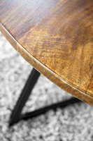 Table basse ronde moderne avec pieds en métal - Matériau en bois tactile pour salon et chambre à coucher
