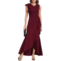 Solide haute fente Maxi robe moulante femmes été formel mariage à manches t-shirt haut moyen coréen à manches une robe doublée
