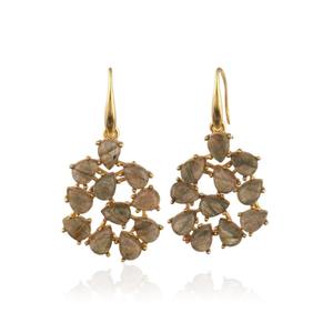 ต่างหูห้อยประดับลาบราดอไรต์สีรุ้งน้ำหนักเบา ดีไซน์ทันสมัย รูปทรงลูกแพร์ ทำจากอัญมณีธรรมชาติ เหมาะสำหรับผู้หญิง - Product Image 1