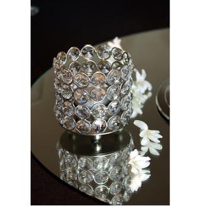 Bougie chauffe-plat en cristal en métal argenté de Noël pour mariages et fête d'événement de table décorative - Product Image 5