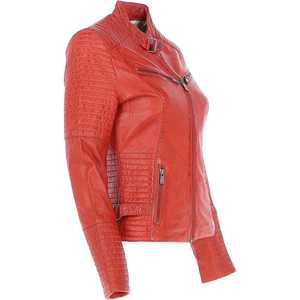 Femmes haut tendance personnalisé automne hiver vestes en cuir solide col tournant conception manches longues respirant doublure en Satin - Product Image 2