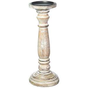 Ensemble de bougeoirs chauffe-plat en métal gaufré et bois blanchi à la main pour décoration d'intérieur et de jardin Style de Noël - Product Image 2