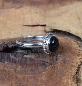 Onyx negro 925 joyería de piedras preciosas de plata esterlina anillo elegante piedra de nacimiento de Diciembre anillo de diseñador redondo regalo para aniversario - Product Image 3