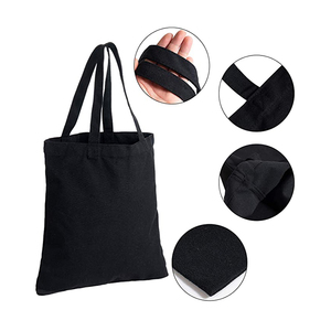 Vente en gros de sacs de courses en toile noire personnalisés avec logo personnalisé sac fourre-tout en toile de coton pliable et réutilisable - Product Image 3