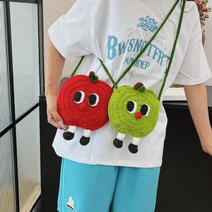 Nouveau sac à bandoulière portable en coton tissé au crochet, motif pomme, petit et mignon, pour femme et enfant, collection transfrontalière, modèle unique - Product Image 2