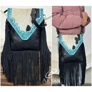 Sacs à main tendance, nouvelle mode, sac à bandoulière en cuir de vachette travaillé à la main, sac à bandoulière occidental de grande capacité, porte-monnaie pour femmes - Product Image 1