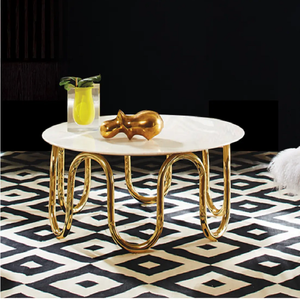 Phòng Khách Trang Trí Nội Thất Hiện Đại Thanh Lịch Trung Tâm Đồ Nội Thất Sofa Vòng Ánh Sáng Sang Trọng Vàng Thấp Bàn Cà Phê - Product Image 2