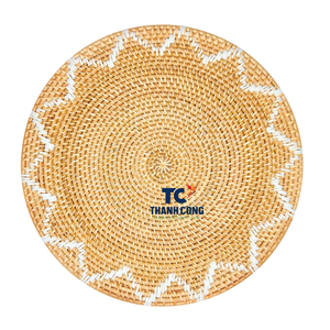 Mantel Individual de ratán Zig Zag tejido a mano, mantel de mesa de mimbre Natural, decoración de mesa de comedor duradera y elegante para uso en el hogar o restaurante - Product Image 1