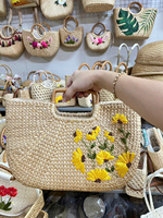 Tas jinjing anyaman tangan air hyacinth jerami dompet dibuat untuk wanita tas tangan pantai kasual tas tote bahu eco Vietnam asal