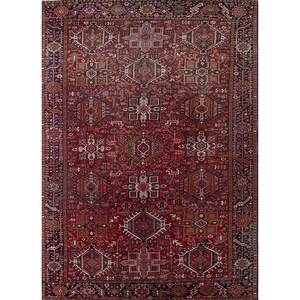 Tapis en laine noués à la main Aalam, motif géométrique abstrait rouge et orange, pour entrée de maison, modèle puzzle rectangulaire - Pae-4166, taille 9x12 - Product Image 1