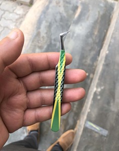 Échantillon gratuit de pince à épiler d'extension de cils de haute qualité poignée en diamant revêtue de papier pointe en fibre pince à cils en acier inoxydable solide - Product Image 2