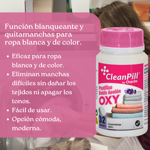 Tabletas Blanqueadoras y Quitamanchas de Doble Acción Oxy - Cleanpill By Orache - 32 Unidades - Product Image 3