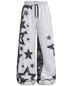 Customized Grey Star <b>Camo</b> Print Wide Leg Sweatpants For Men Women Oversized Streetwear Loose Fit Fleece Jogger Pants Fashion - Product Image 1