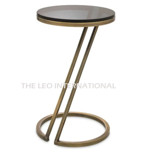 Mesa auxiliar de vidrio ahumado negro con acabado de latón Vintage cuadrado de metal dorado 12X12X20 pulgadas muebles creativos elegantes - Product Image 4