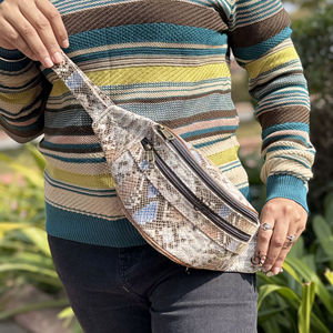 Ceinture de poche en cuir véritable à imprimé serpent, sac à main tendance pour les voyages, nouveau design python, facile à transporter, ceinture à argent multi-usages - Product Image 1