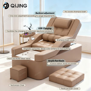 เตียงสปาผมไฟฟ้าหรูหราทันสมัย ปรับเอนนอนได้ พร้อมอ่างแช่เท้า สำหรับร้านทำผม - Product Image 3