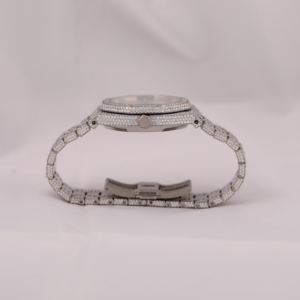 Reloj elegante de acero inoxidable para hombre de última tendencia Diamante de moissanita completamente helado con relojes de claridad VVS mejorados - Product Image 4