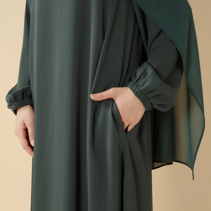 Abaya in Tessuto Nida Premium Tinta Unita, Multicolore, Elegante con Polsini Elastici, Stile Dubai per <span class=keywords><strong>Donne</strong></span> Musulmane - Product Image 5