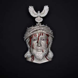 จี้พระเยซูหน้ามีเลือดออก ชุบโรเดียม สำหรับผู้ชาย สไตล์ฮิปฮอป ประดับโมอิสซาไนต์ พร้อมห่วงรูปนก เงินแท้ 925 เครื่องประดับชั้นดี - Product Image 1