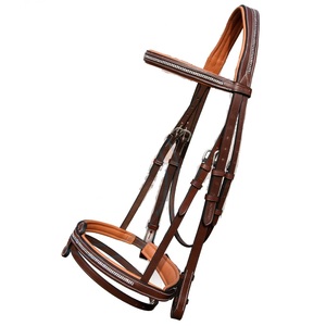 2025 OEM EQUESTRIAN HORSE BRIDES EN CUIR ANGLAIS HALTER HEADCOLLAR AJUSTABLE HEADSTALL COULEUR MARRON PLEIN-COB - Product Image 1