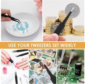 Pinzas para manualidades DIY, pinzas rectas de precisión de acero inoxidable, juego de pinzas de 5 piezas para Kit de fabricación de joyas - Product Image 4