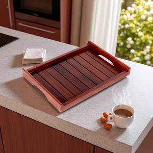 Plateau de service en bois pour organiser les cadeaux, couleur noyer, pour table à manger, plateau pour le petit-déjeuner, plateau de service pour le café, plateau de service pour les desserts, disponible - Product Image 3