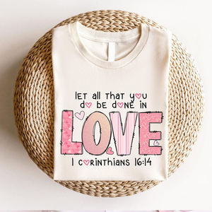 เสื้อยืดวาเลนไทน์สำหรับผู้หญิงเสื้อยืดผ้าฝ้ายแขนสั้นสีชมพูขาวดำเทากำหนดเองได้ - Product Image 6