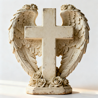 Statue commémorative en résine, croix et colombe, ange, décoration de jardin, ornement de croix, monument