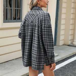 Chaqueta a cuadros de franela con forro de lana de Invierno para mujer con botón, Chaqueta de manga larga con capucha, suéter para mujer, abrigo, Chaqueta estilo motocicleta - Product Image 6