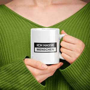 Mug blanc pur à motif original 'I Hate People', capacités 200 ml et 600 ml, compatible micro-ondes et paillettes, idéal pour les cafés et les cadeaux promotionnels - Product Image 5