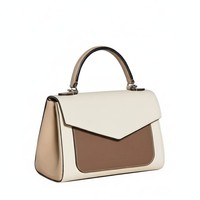 Sac à main de luxe vintage pour femme, en cuir beige et marron, avec poignée de créateur, fermeture éclair structurée, résistant à l'eau
