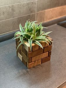 Wood Planter Box Square Modern Barn Garden Centerpiece Display Christmas Flowers Holder <b>Vase</b> Succulent Flower Pot Handmade - Product Image 2