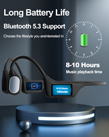 IP68 headset konduksi tulang tahan air headphone Bluetooth nirkabel telinga terbuka dengan kartu memori 16GB bawaan untuk lari berenang