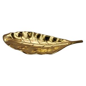 Metallic Golden Finished Eco-Friendly Lightweight Aluminum Luxury <b>Leaf</b> Design Modern Fruit Bowl Tabletop Home Hotel Decorative - Product Image 4