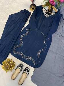 Nouveau haut de salwar en soie crêpe naturelle, style traditionnel de créateur, pour toutes les saisons - Product Image 5