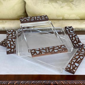 Handmade Luxury Acrylic and <b>Wood</b> Date & Sweet tray with Mother of Pearl Inlay <b>Lid</b> Custom Size Ramadan Mubarak and Eid Gift - Product Image 5