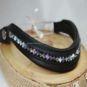 Bandas para cejas de caballo de cuero genuino, diseño personalizado con forma de onda, canal vacío, cristales y cuentas multicolor, banda ostentosa de alta calidad - Product Image 2