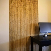 Rideau perlé en bambou naturel pas cher en gros artisanat d'art rideau en bambou porte rideau perlé en bois uni pour la décoration de la maison